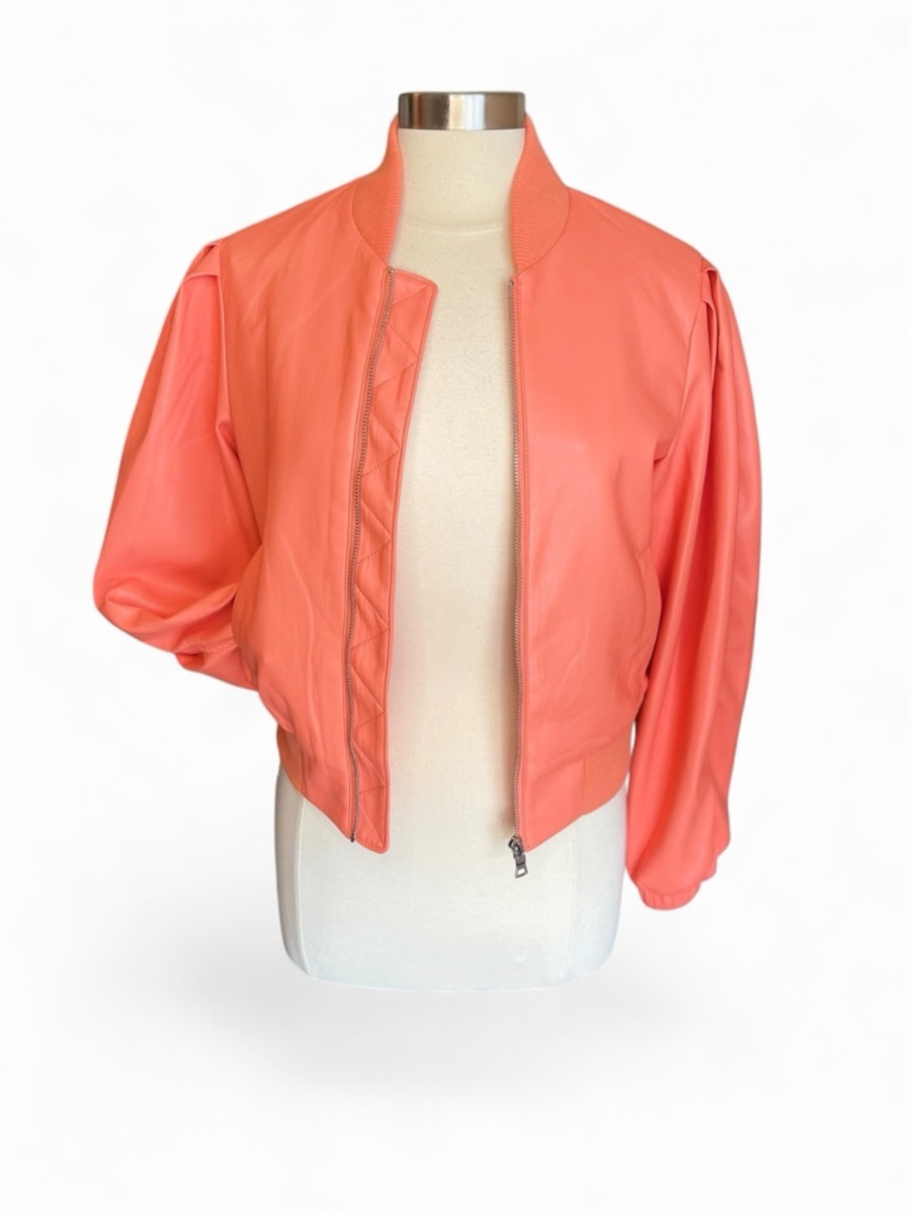 NWT House Of Harlow Vegan Leather Coral Bomber Jacket, Small ($349)